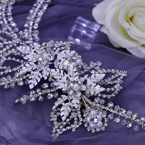 Wedding Bridal Headpiece Rhinestone Clip Silver Handmade Hair Accessories main image 6